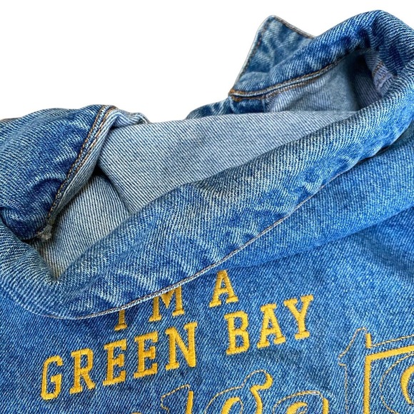 Mens Medium Denim Jacket Green Bay Packers Tailgator Embroidered LA Loving - Picture 10 of 12